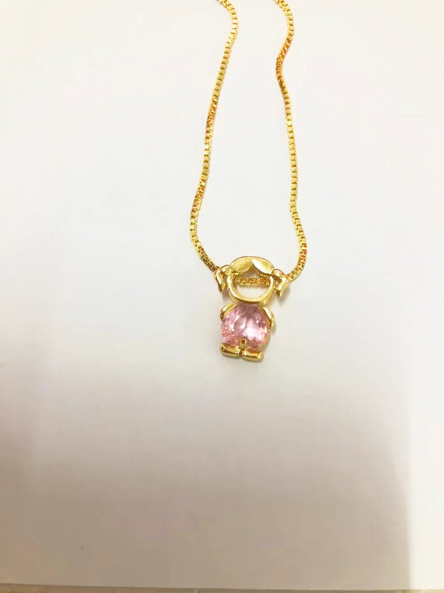 Nidin Fashion Cute Girls Boys Pendant Necklaces For Women Heart Shape Crystal Zircon Charm Clavicle Chain Jewelry Birthday Gifts PlatiNum