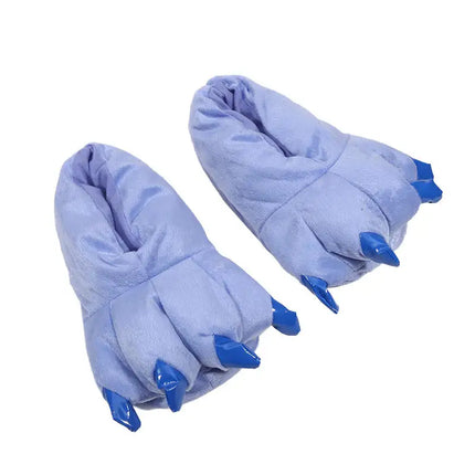 1 Pair Cute Dinosaur Claw Plush Slippers Warm Soft Indoor Slippers for Women and Men Winter House Slippers