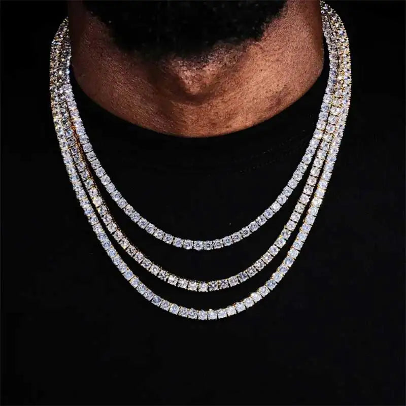3Mm-5Mm Iced Out Bling 5A Cubic Zirconia1 Fila Collana a catena da tennis Uomo Gioielli Hip Hop 5A Collana da uomo e da donna Trasporto di goccia