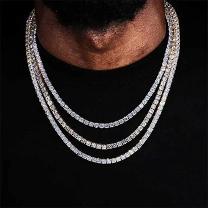 3Mm-5Mm Iced Out Bling 5A Cubic Zirconia1 Fila Collana a catena da tennis Uomo Gioielli Hip Hop 5A Collana da uomo e da donna Trasporto di goccia