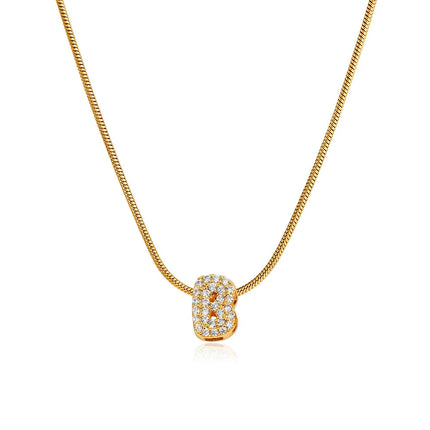 Fashion Tiny CZ Zircon Initial Alphabet Pendant Neckalce Gold Plated Stainless Steel A-Z Letter Necklaces Birthday Gifts Jewelry PlatiNum