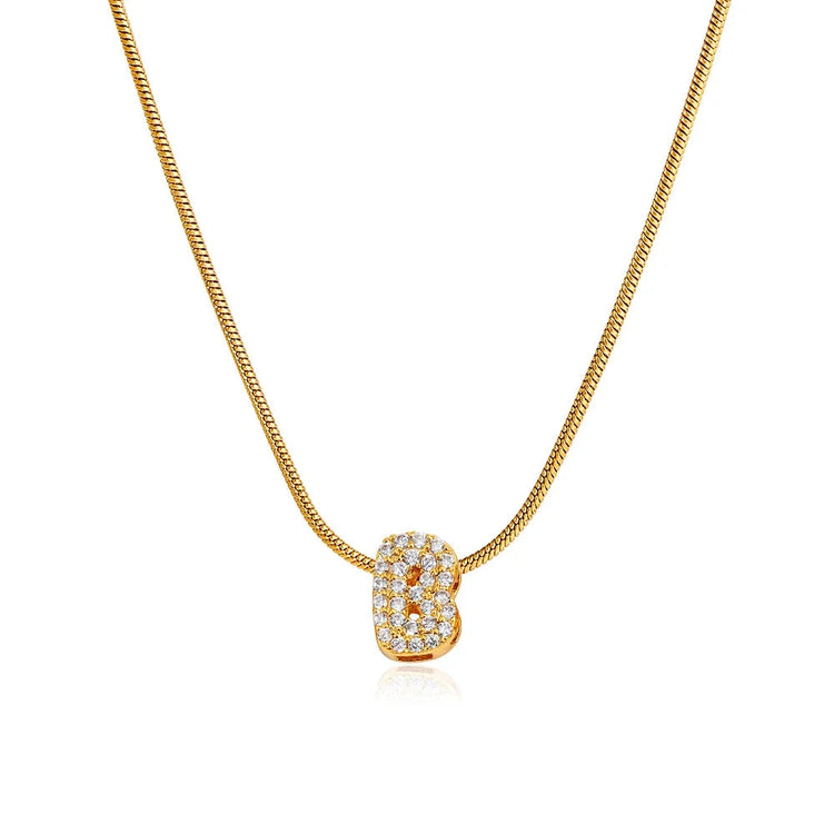 Fashion Tiny CZ Zircon Initial Alphabet Pendant Neckalce Gold Plated Stainless Steel A-Z Letter Necklaces Birthday Gifts Jewelry PlatiNum