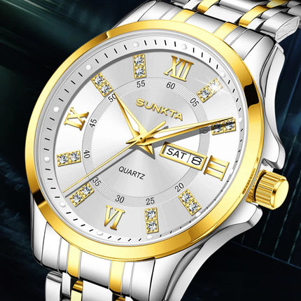 SUNKTA Orologio da Donna con Diamanti, Moda Creativa, Acciaio Impermeabile, Orologio al Quarzo Casual Luminoso con Bracciale platinumshop