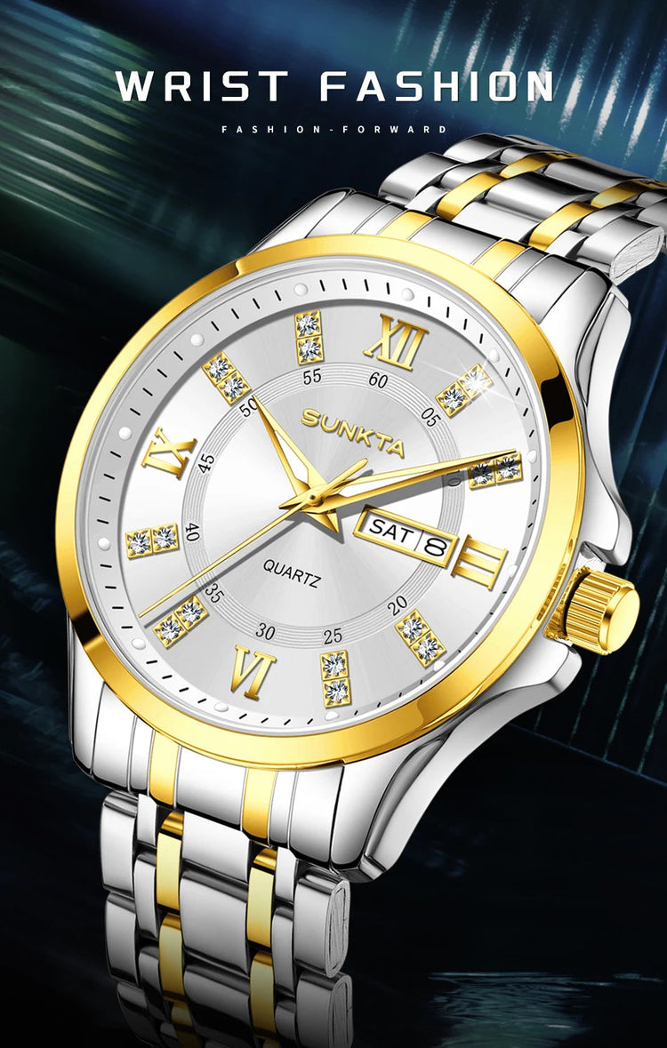 SUNKTA Orologio da Donna con Diamanti, Moda Creativa, Acciaio Impermeabile, Orologio al Quarzo Casual Luminoso con Bracciale platinumshop
