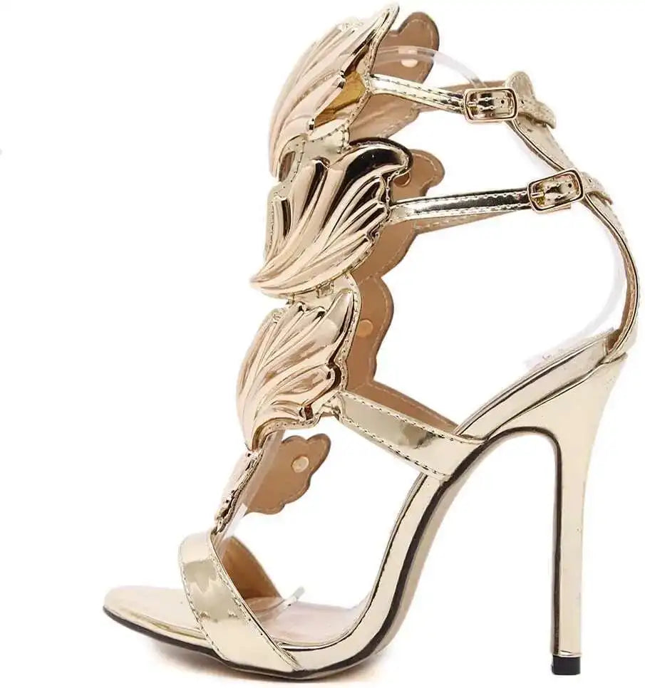 Women Shoes Bowknot Wings Slim Buckle Strap Women's Roman Style Summer Sandals High Heels Large Wedding Formal Sexy Shoe