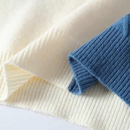 2024 Patchwork Knitted Sweater Trend High Street Autumn Winter Warm Men's Tops Hip-hop Street Clothing Fishing Sports Pullover