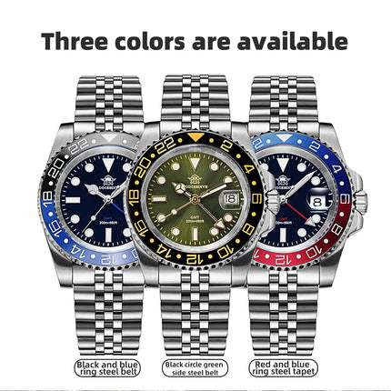 ADDIESDIVE Watch For Man Quartz GMT 20Bar Waterproof BGW9 Super Luminous 316L Stainless Steel Ceramic Bezel Watch