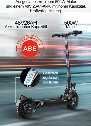 Monopattino Elettrico JOYOR Y8-S per Adulti, 500W 48V26Ah, 25km/h, Ruote da 10 Pollici, Pieghevole, Magazzino in Germania, Certificato CE ABE