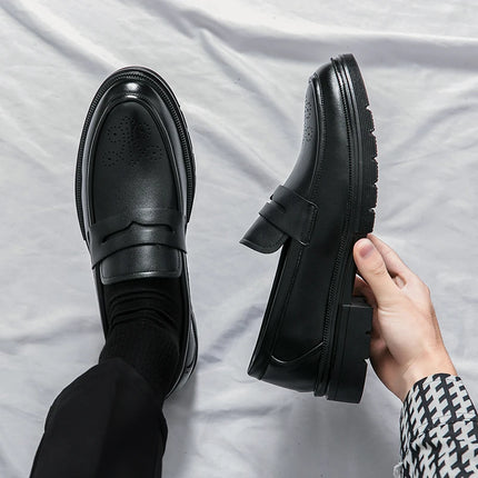 Scarpe Casual con suola spessa di lusso primaverile mocassini Penny neri da uomo scarpe eleganti da ufficio marrone per Mentênis masculino
