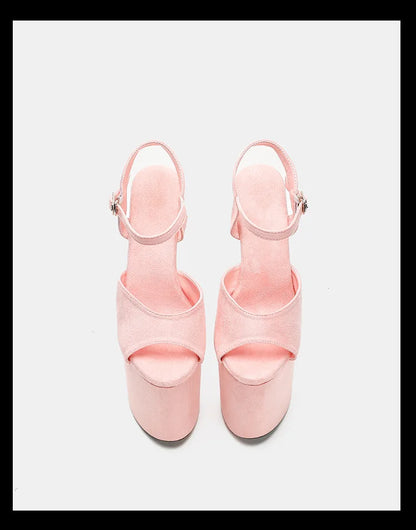 Purple Super High Heel Nightclub Stage Shoes Women 20CM Stiletto Suede Pole Dance Sandals Model Catwalk Show Summer High Heels