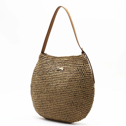 Borsa a Spalla da Donna Estiva in Paglia Intrecciata, Borsa Grande Capacità Artigianale in Rattan, Borsa Tote di Lusso Designer da Spiaggia
