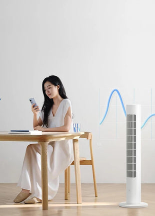 Ventilatore a Torre MIJIA Smart DC a Frequenza Variabile 2a Generazione, 150 °   Ventilatori oscillanti da terra per ambienti, 4 velocità, 3 modalità, versione CN con adattatore