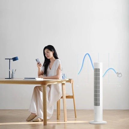 Ventilatore a Torre MIJIA Smart DC a Frequenza Variabile 2a Generazione, 150 °   Ventilatori oscillanti da terra per ambienti, 4 velocità, 3 modalità, versione CN con adattatore