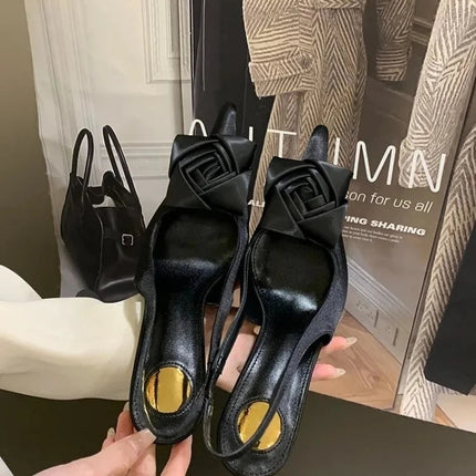 Aneikeh Summer Street Style Elegant Sexy Flower Designer Pointed Toe High Heels Women Shallow Fashion Pumps Banquet Dress Shoes PlatiNum