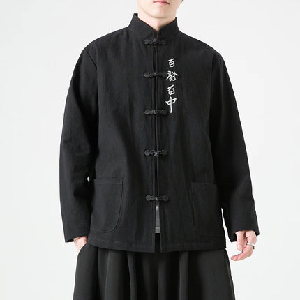 Herrenhemden Traditionelle chinesische Kleidung Baumwolle Herbst Frühling Freizeitoberbekleidung Männlich Baumwolle Leinen Übergröße Kungfu Jacken Herren