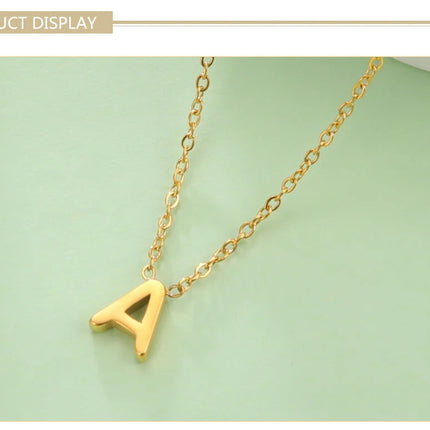Skyrim Stainless Steel A-Z Initial Letter Necklace for Women Trend Minimalist Alphabet Choker Neck Chain Jewelry Birthday Gift PlatiNum