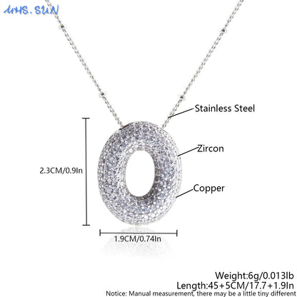 MHS.SUN Collana con iniziale a bolle di alta qualità Lettera AZ Colore argento Zircone 26 Ciondolo con palloncino iniziale per gioielli da donna