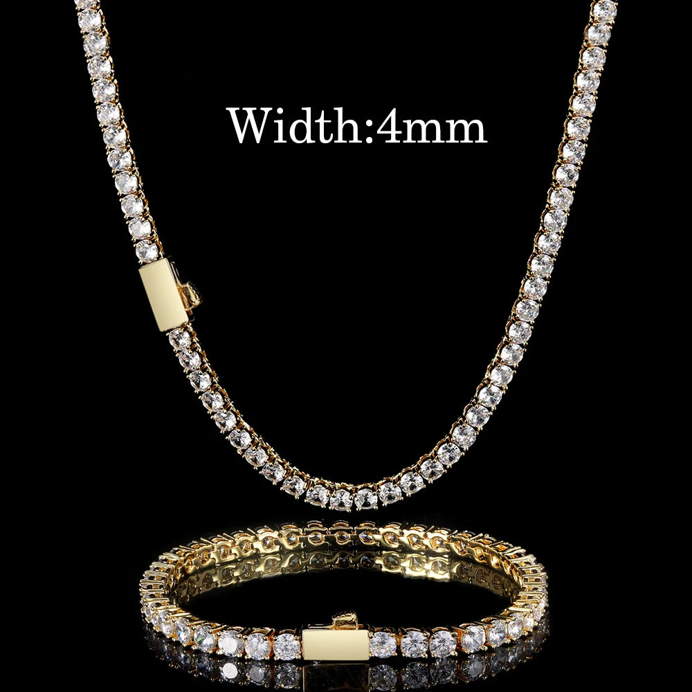 Gioielli Hip Hop Cubic Zirconia ghiacciata Catena da tennis ghiacciata Collana bling placcata oro 18 carati per le donne Logo laser personalizzato gratuito