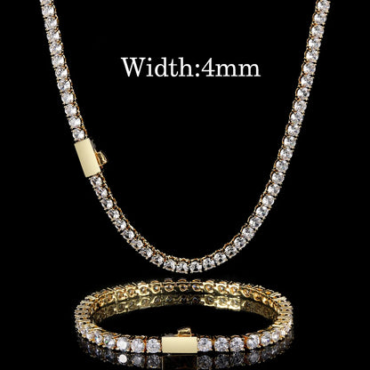 Gioielli Hip Hop Cubic Zirconia ghiacciata Catena da tennis ghiacciata Collana bling placcata oro 18 carati per le donne Logo laser personalizzato gratuito