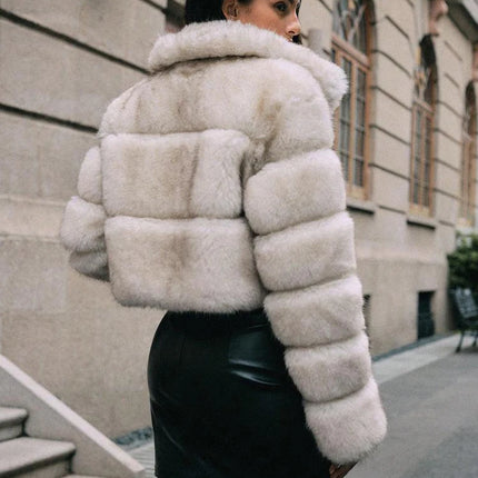 ZADORIN Fashion Cropped Faux Fur Coat Woman Warm Stand Fur Collar Slim Fluffy Fur Jacket Woman Tops Winter Fur Coats Streetwear