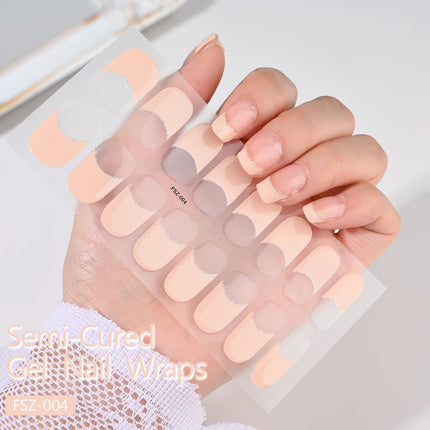 Semi Cured Wraps Fast Gel Nail Sticker Soild Nail Gel Wraps Adhesive Full Cover Gel Nail Decal UV Lamp Cured Manicure Decoration2028