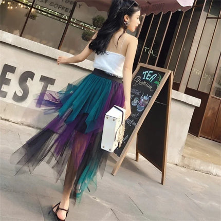 Tutu estivo gonna donna Harajuku Casual Tulle Bottom Jupe Femme Faldas moda vita alta Midi Mesh gonne abbigliamento donna Saia