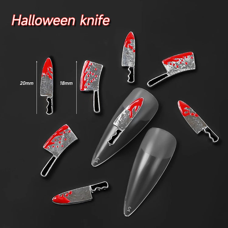 10Pcs Halloween Fake Weapons with Blood Nail Charms Bloody Horror Metal Nail Art Decorations Manicure Accessories Punk Jewelry *