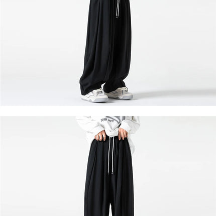 Pantaloni a Gamba Dritta da Uomo, Casual e alla Moda, con Vita Alta Elasticizzata, Stile Harajuku, Larghi, Streetwear, Taglie Fino a 5XL