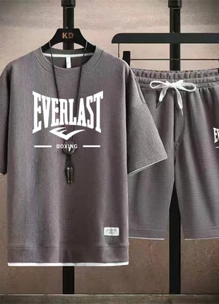 Ensemble d'été pour homme, t-shirt à col rond de haute qualité, short de course 2 pièces