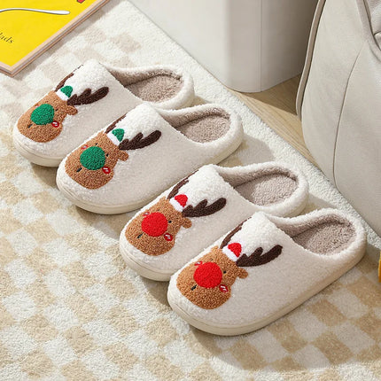 Comwarm Pantofole pelose in pelliccia invernale per donna Scivoli piatti soffici per camera da letto simpatico cartone animato Morbido comfort Scarpe calde in cotone felpato per la casa
