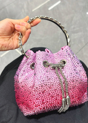 Handle Rhinestones Evening clutch Bag Purses and handbag luxury Designer shoulder bag Shiny Crystal Clutch purse bucket bag PlatiNum