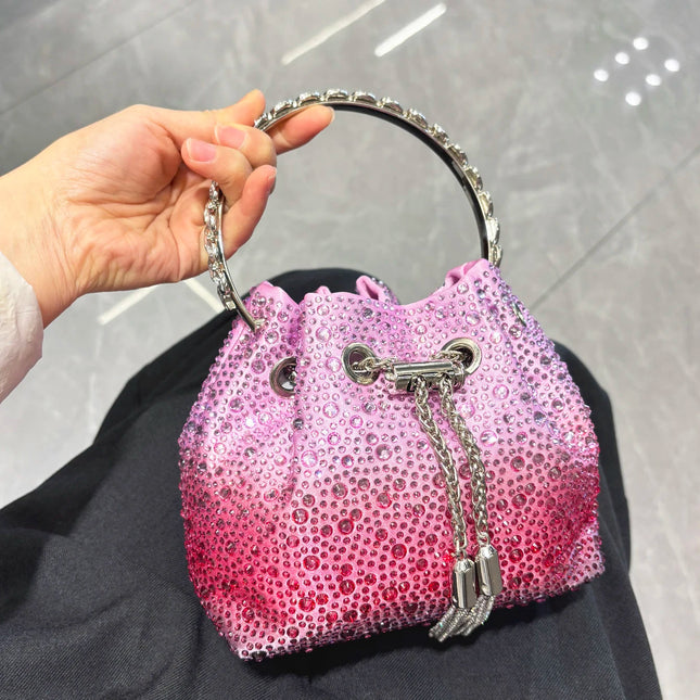 Handle Rhinestones Evening clutch Bag Purses and handbag luxury Designer shoulder bag Shiny Crystal Clutch purse bucket bag PlatiNum