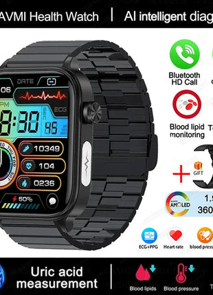 2025 Nuovo AI Diagnosi Lipidi nel sangue Acido urico Test di composizione corporea Smart Watch per uomo ECG + PPG Chiamata Bluetooth Salute Smartwatch platinumshop