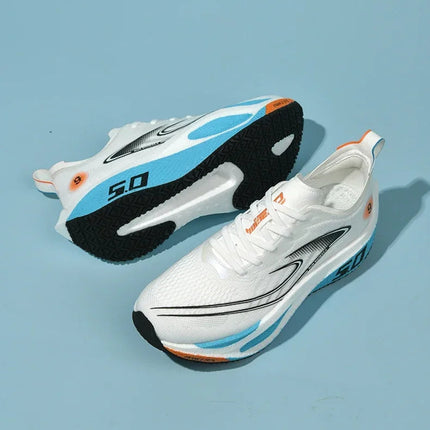 Unisex 2025 Full Carbon Plate Running Shoes Professional Marathon Racing Lightweight Bounce Cushion Breathable Sports Sneakers PlatiNum