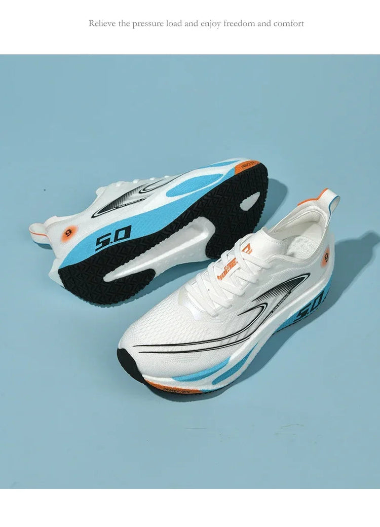 Unisex 2025 Full Carbon Plate Running Shoes Professional Marathon Racing Lightweight Bounce Cushion Breathable Sports Sneakers PlatiNum
