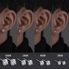 925 Sterling Silver Classic Fashion 4mm 5mm 6mm 7mm 8mm Five Claws Zircon Stud Earrings For Women Men Gift Oorbellen PlatiNum