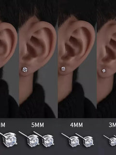 925 Sterling Silver Classic Fashion 4mm 5mm 6mm 7mm 8mm Five Claws Zircon Stud Earrings For Women Me
