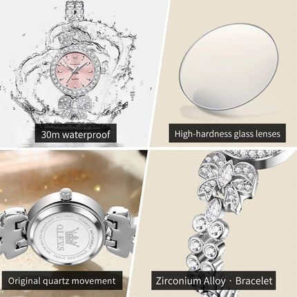 OLEVS 5887 Orologi da donna Elegante orologio al quarzo originale Orologi luminosi impermeabili per regalo donna Cinturino con diamanti Reloj Mujer platinumshop