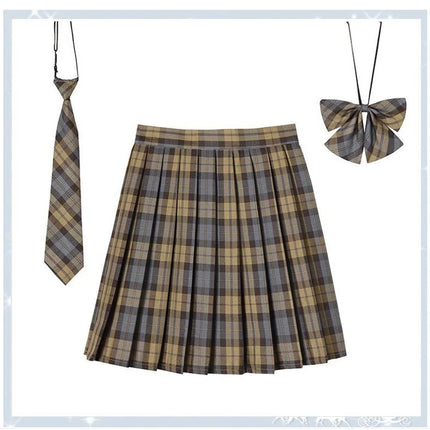 Damen Plissierter Schottenrock mit Fliege XS-5XL Harajuku Preppy Japanische Schuluniformen Mini Rock Sommer Jupe Kawaii für Mädchen