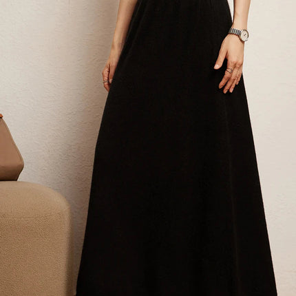 Korean Long Skirt Women's Wave Skirt 100% Cashmere Straight Skirt Knit Autumn Winter Skirt Warm Elegant Casual Knee Length Dress PlatiNum