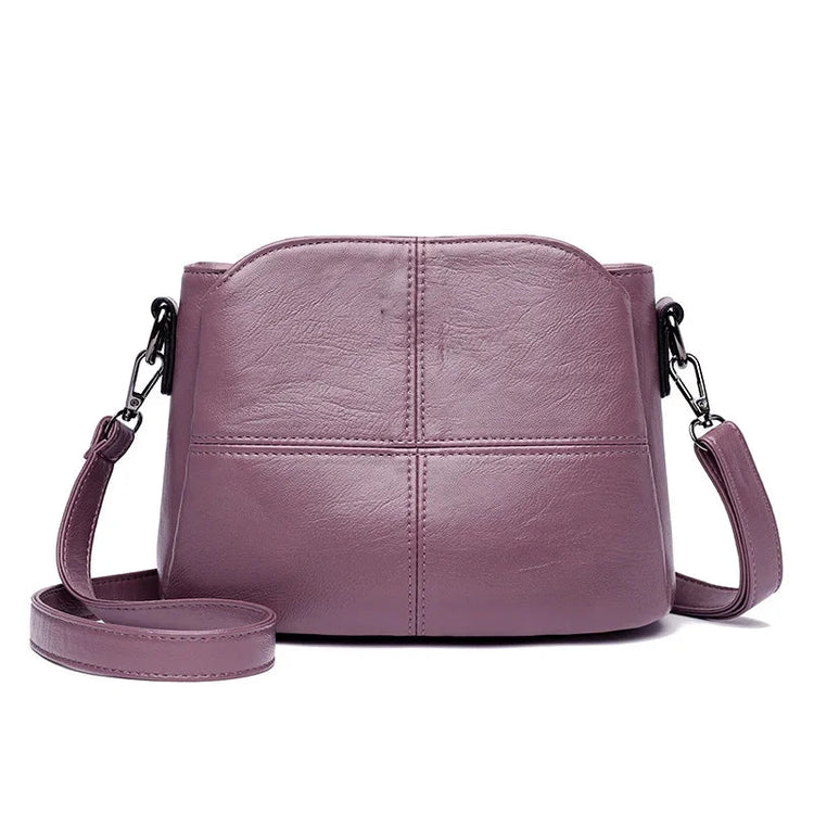 Women's Bags Retro Design Crossbody Bag Trend Quality PU Leather Bucket Shoulder Bags Small Handbags for Women PlatiNum