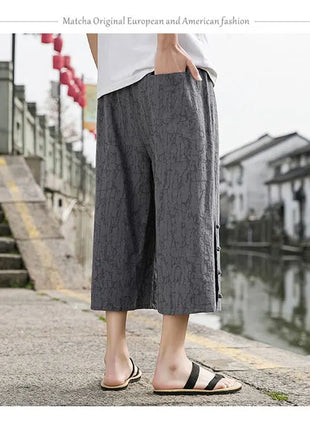 Pantaloni da samurai giapponesi Kimono da uomo Pantaloni casual in cotone retrò da uomo Pantaloni larghi casual Hip Hop Harajuku di alta qualità da uomo