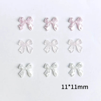 50pcs 3D Sweet Pearly Glossy Ribbon Bow Resin Nail Charms Ballerina Bow Tie Nail Art Decoration Nail Accessories Manicure DIY