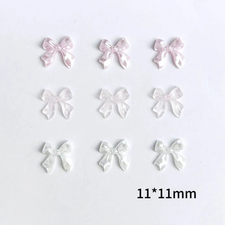 50pcs 3D Sweet Pearly Glossy Ribbon Bow Resin Nail Charms Ballerina Bow Tie Nail Art Decoration Nail Accessories Manicure DIY
