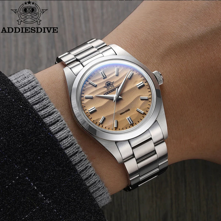 ADDIESDIVE 36mm Men Watch Without Logo AD2030 VH31 Quartz Watch 10Bar Waterproof 316L Stainless Steel Sand Dial Wristwatch New
