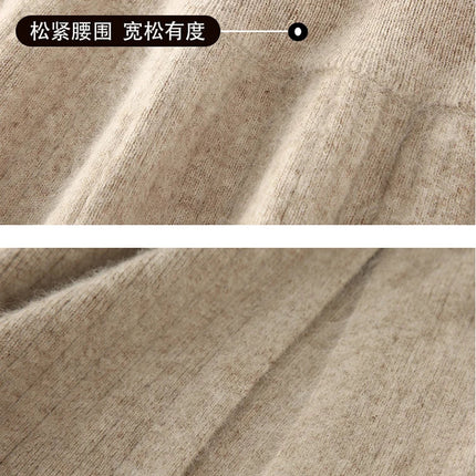 100% Pure Mink Cashmere One-Step Skirts Women's Elastic Waist Split Knitted Long Skirt Bag Hip Joker Straight Skirt Warm A Skirt PlatiNum