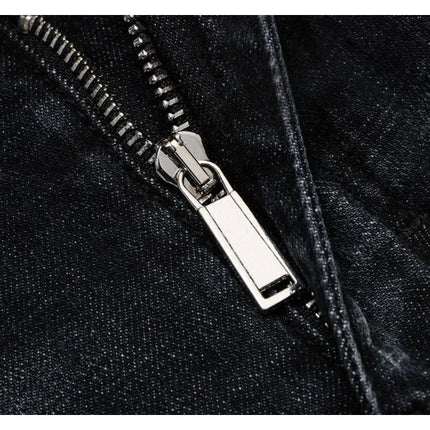 Street Fashion Men Jeans Retro Black Gray Elastic Slim Ripped Jeans Men High Quality Brand Designer Vintage Denim Pants Hombre PlatiNum