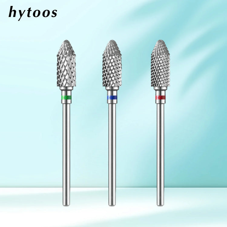HYTOOS Bullet Carbide Nail Drill Bits Pro Barrel Cone Acrylic Gel Tips Removal Tool Electric Drills File Manicure Accessories