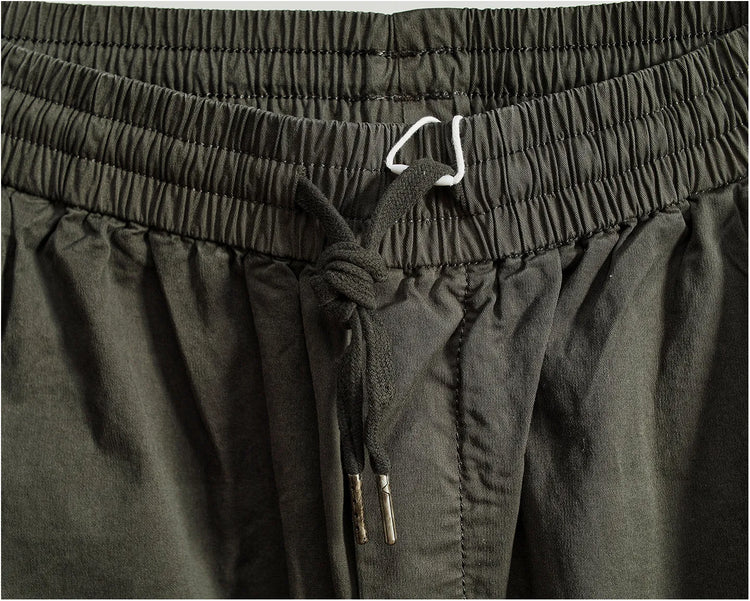 Men Elastic Drawstring Waist Jogger Cargo Pants Multi Button Pockets Vintage Washed Tapered Ankle Cuff Casual Street Trousers