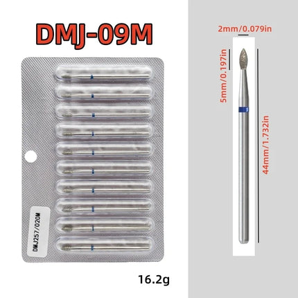 10Pcs/set Diamond Nail Drill Bit Set Nail Diamond Milling Cutter for Manicure 3/32" Burr Electric Nail File Cuticle Remover Tool 2028
